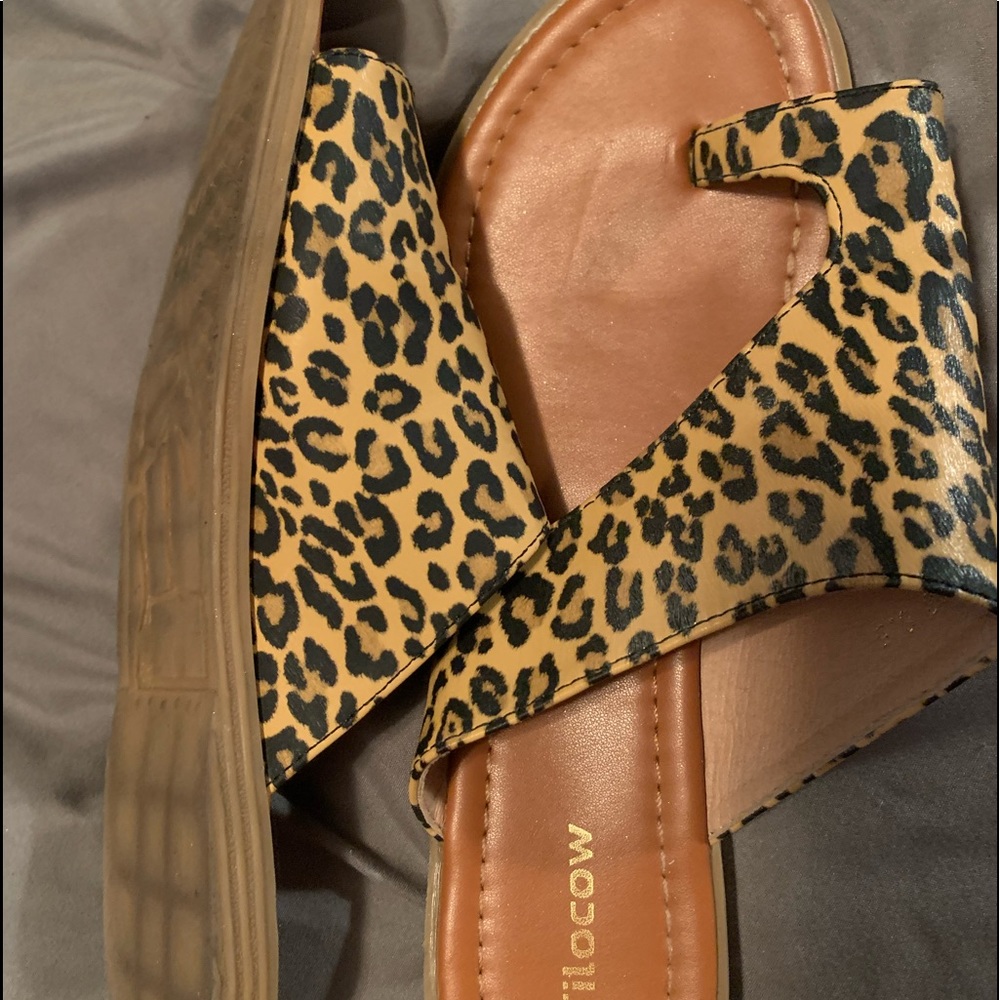 Worn once. Leopard print sandals